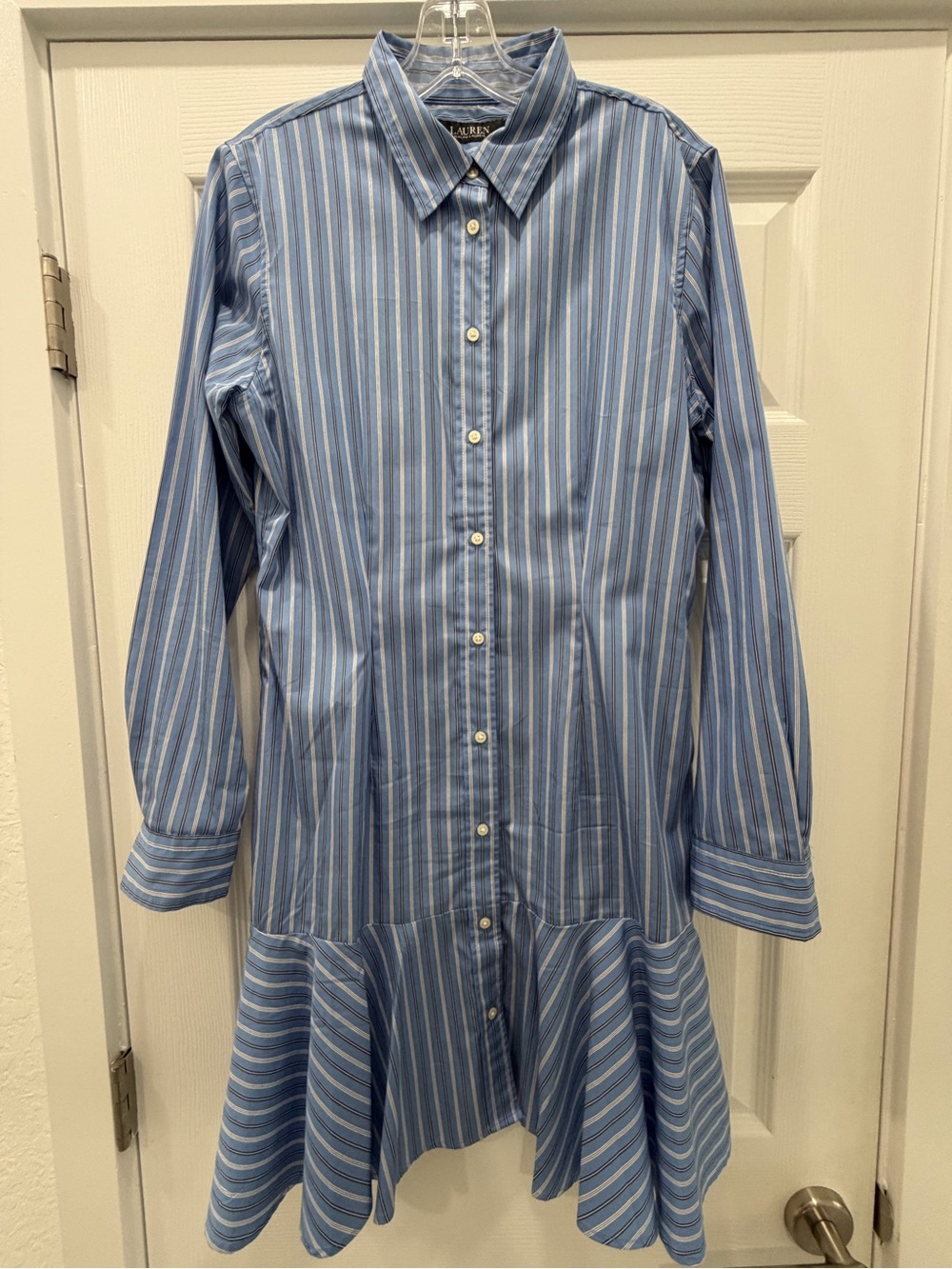 Ralph Lauren Light Blue and White Striped Shirt Dress